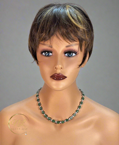 collier en zirconia imitation emeraudes et diamants