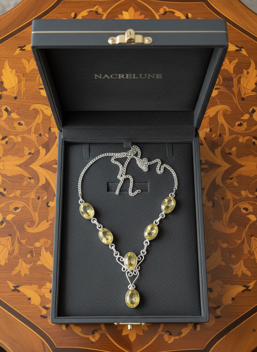 Collier en argent et citrines nacrelune.com collier