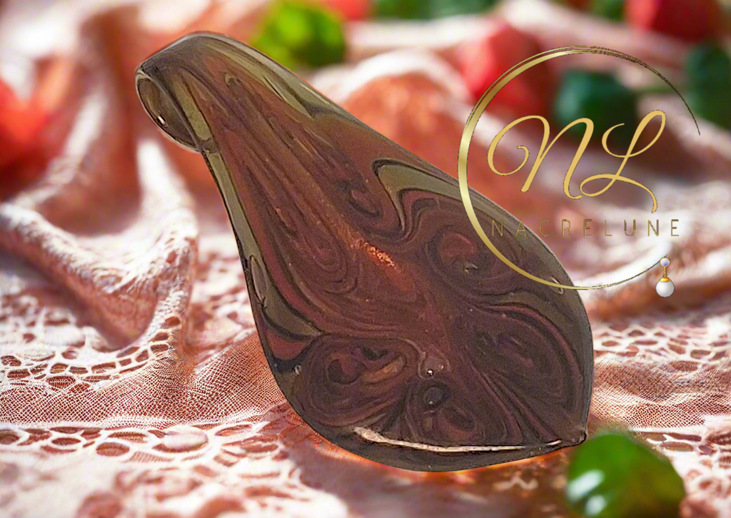 Pendentif en verre décoré décoré et artistique Orange nacrelune.com pendentif