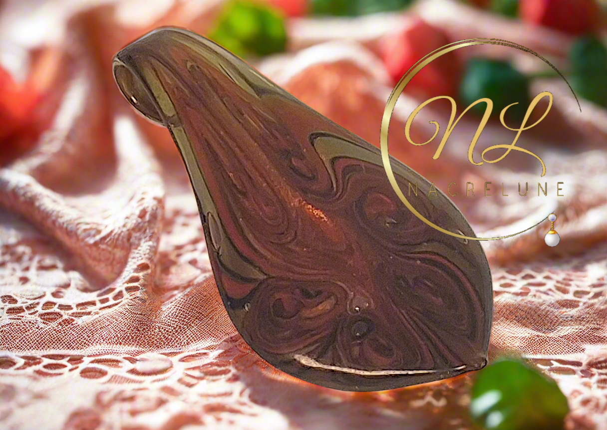 Pendentif en verre décoré décoré et artistique Orange nacrelune.com pendentif