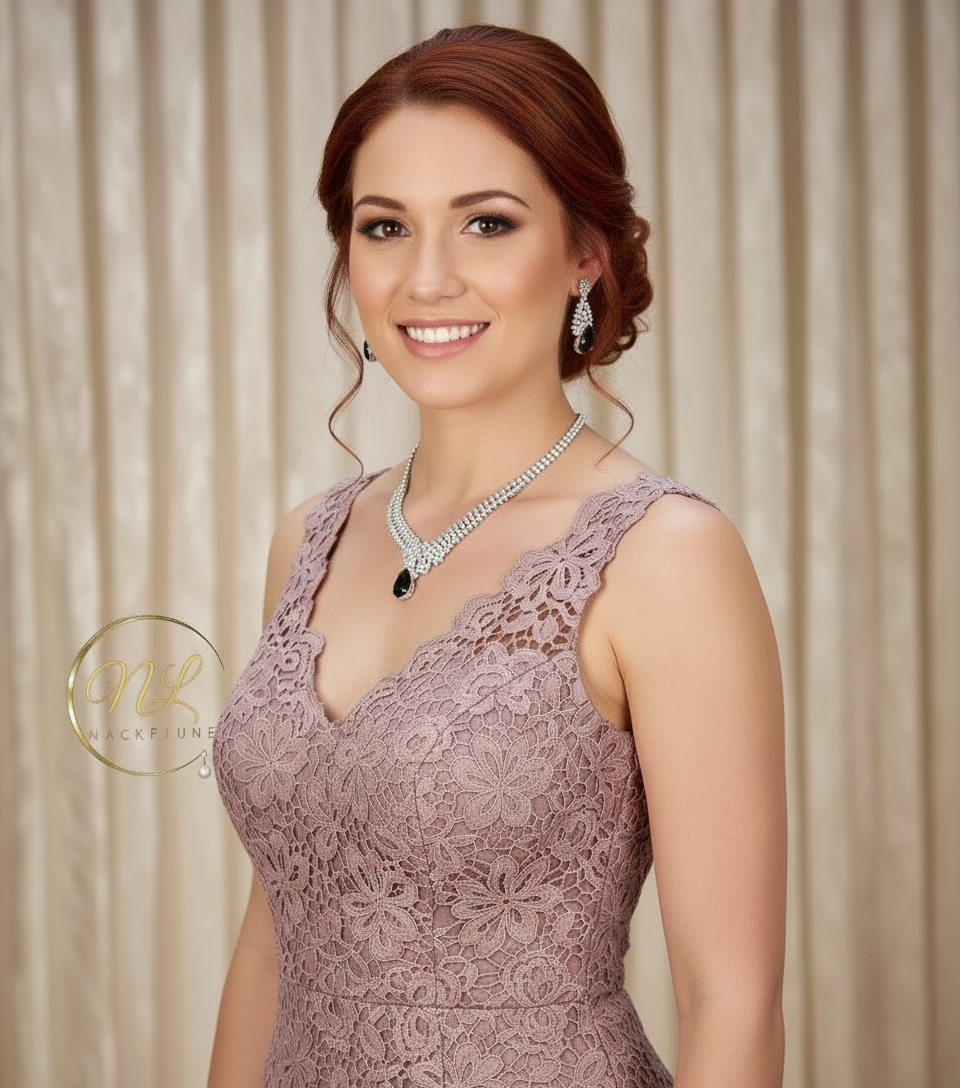 Collier en strass avec grande pierre couleur améthyste. nacrelune.com parure
