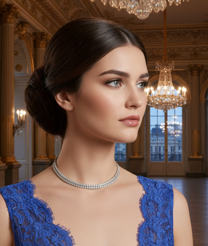 Collier rigide choker en strass NACRELUNE collier