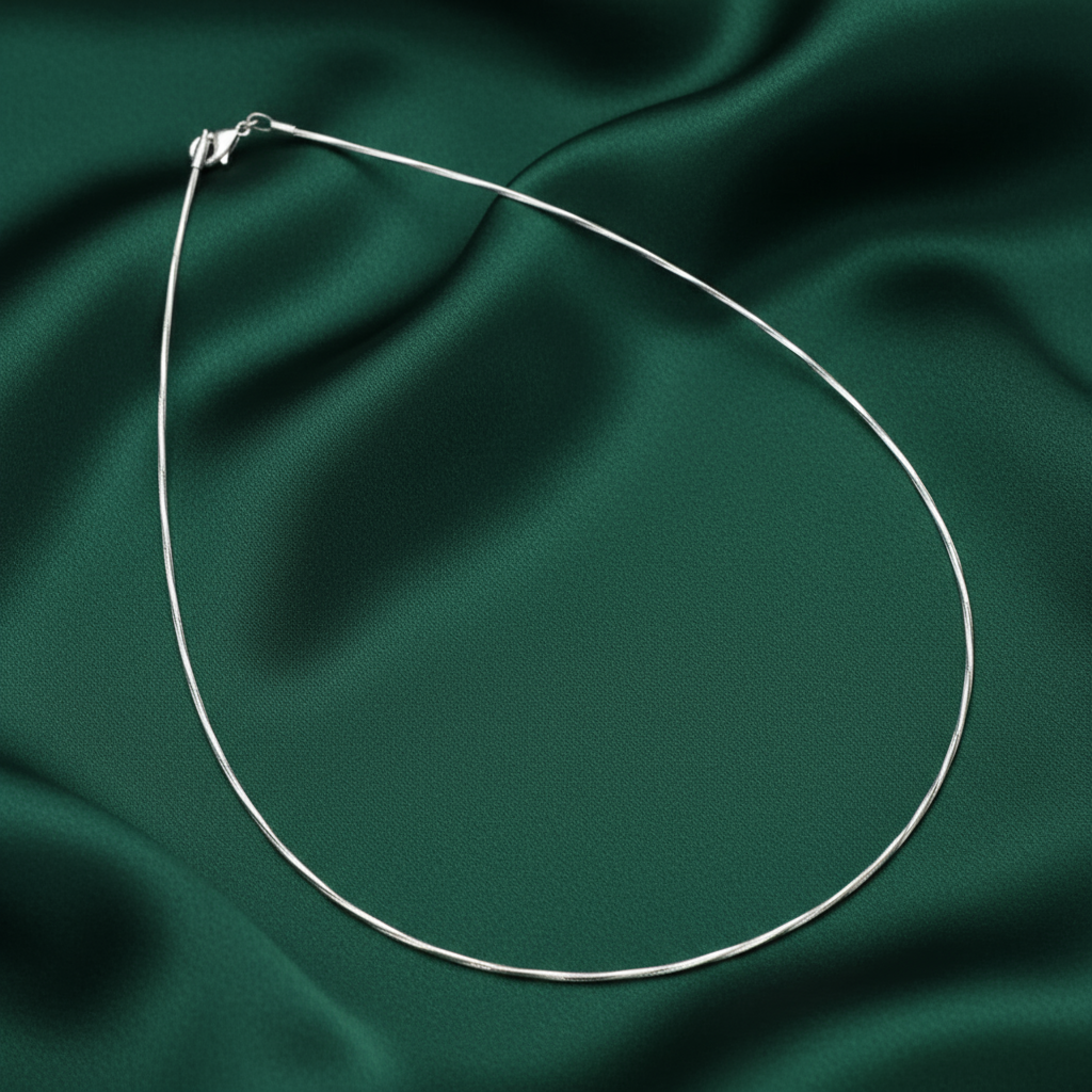 Chaîne en argent 925 ou tours du cou métalliques divers : choisissez votre longueur ou modèle Tour du cou semi rigide cuivre argenté 40cm NACRELUNE collier