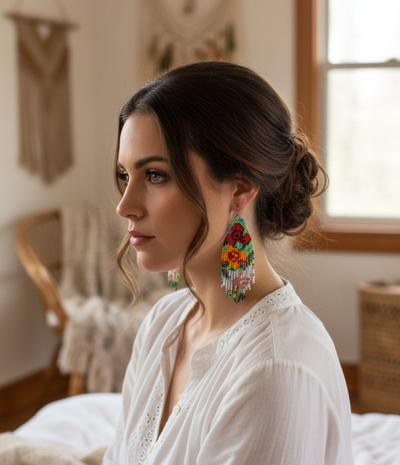 Boucles d’oreille tissage de perles nacrelune.com boucles d'oreille