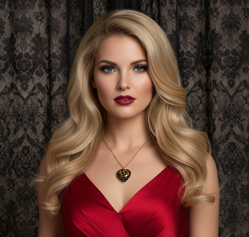 Pendentif fantaisie en forme de coeur tigré NACRELUNE pendentif