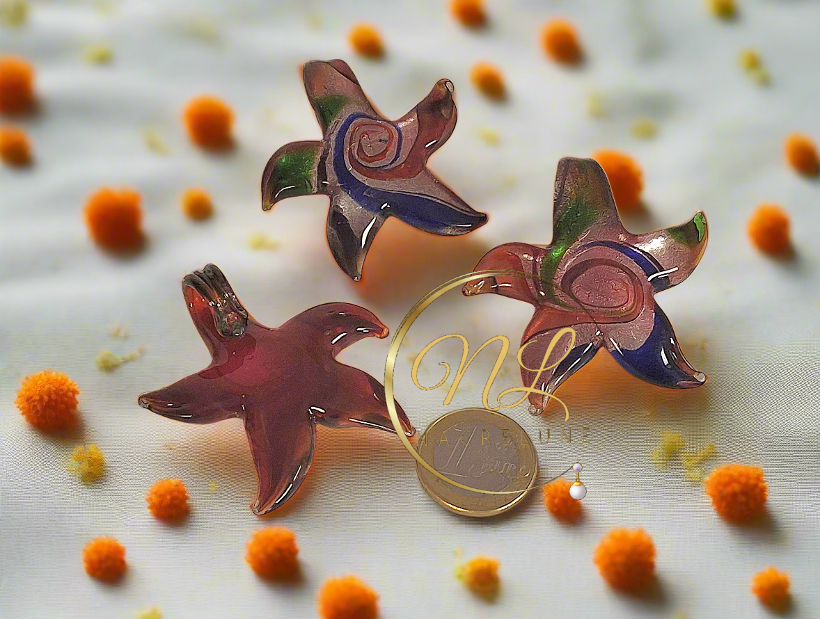 Pendentif en verre en forme d’étoile Orange nacrelune.com pendentif