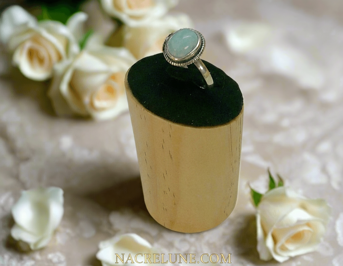 Bague en argent 925 et pierre larimar NACRELUNE Bague