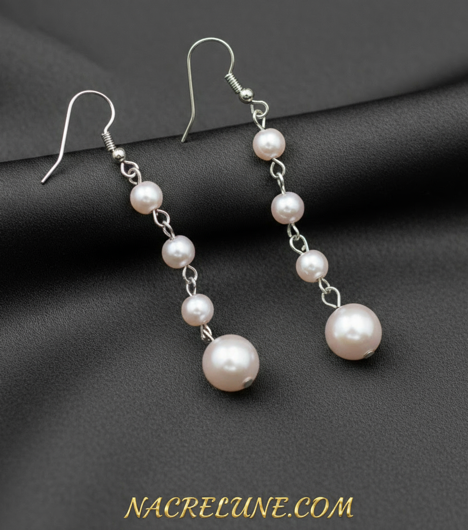 Boucles d’oreille en perles roses NACRELUNE boucles d'oreille