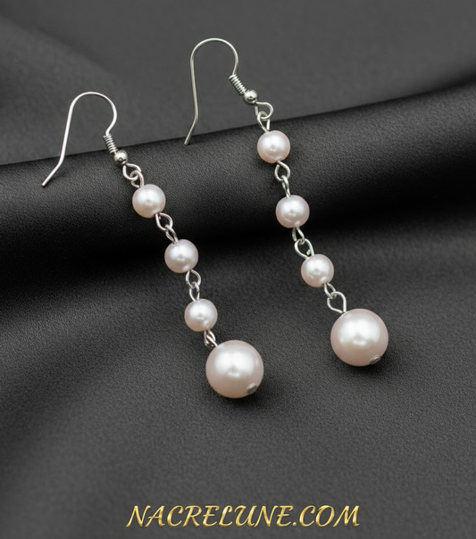 Boucles d’oreille en perles roses NACRELUNE boucles d'oreille