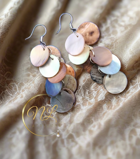 🎃Boucles d’oreille en pastilles de nacre NACRELUNE boucles d'oreille