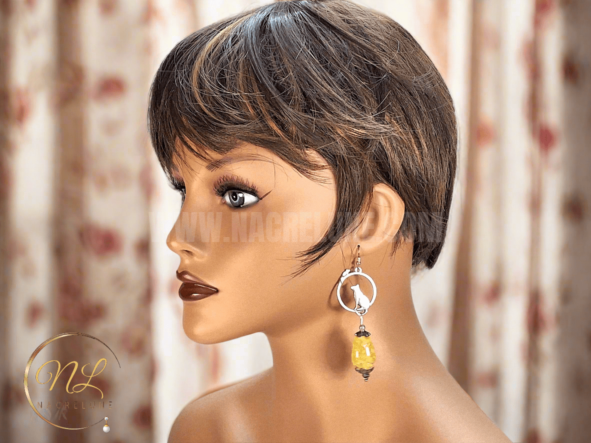 Boucles d’oreille en ambre avec chat