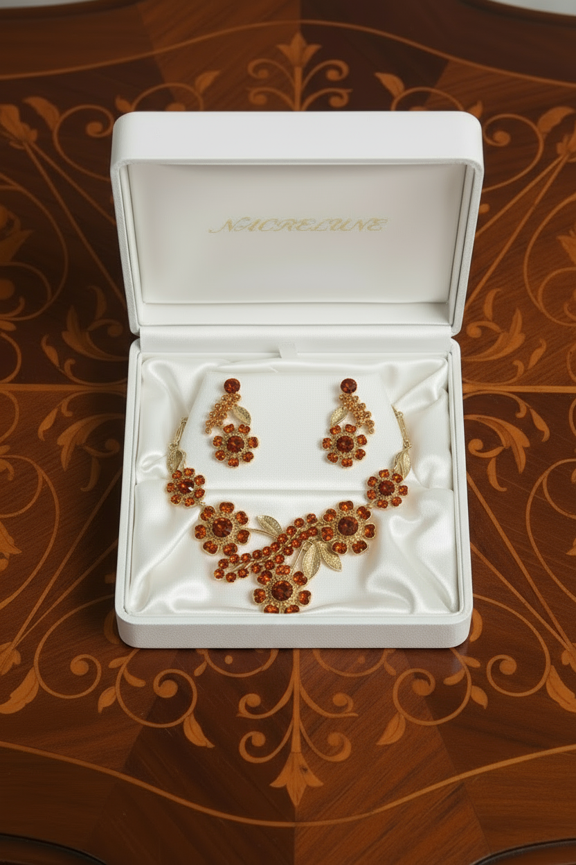 Parure en strass grandes marguerites : choisissez votre couleur Orange nacrelune.com parure