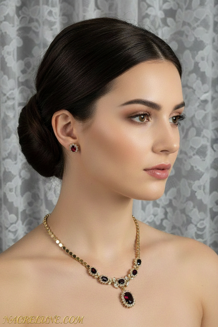 parure en zirconia imitation rubis NACRELUNE parure