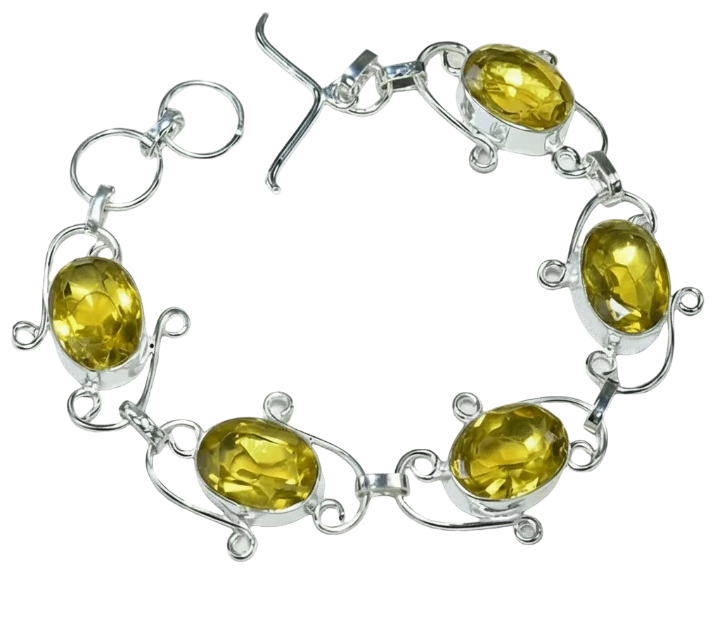 Bracelet en argent avec citrines taillées nacrelune.com bracelet