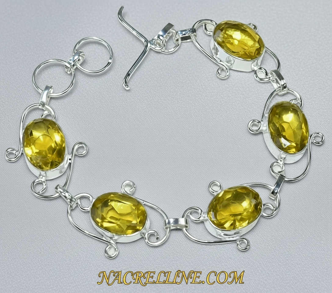 Bracelet en argent avec citrines taillées NACRELUNE bracelet
