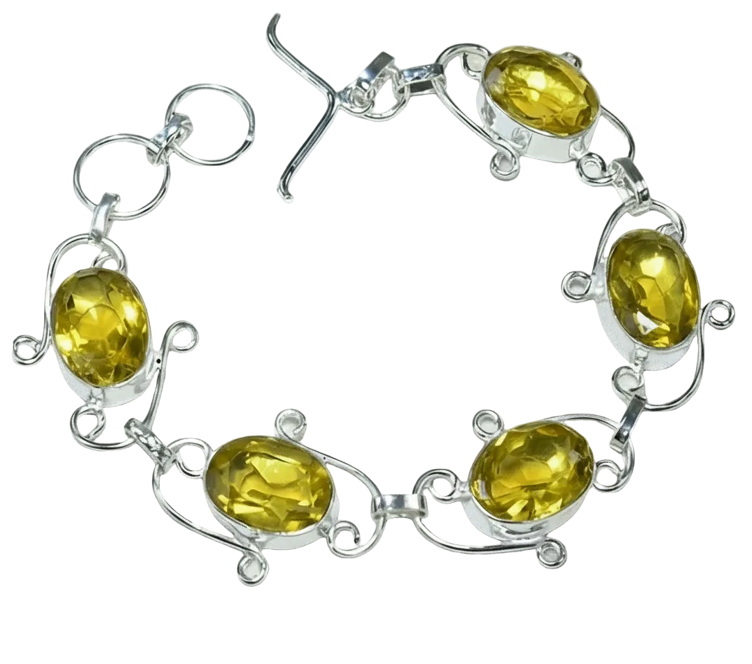 Bracelet en argent avec citrines taillées nacrelune.com bracelet