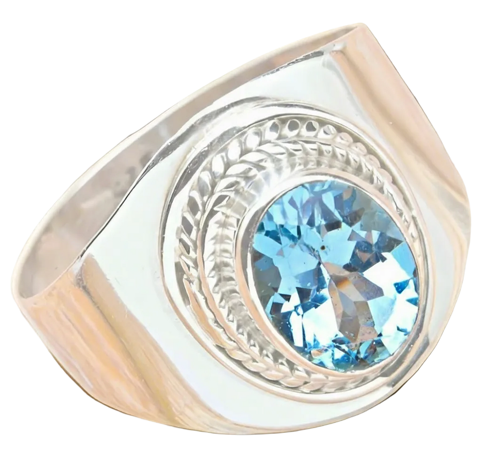 Bague en argent 925 avec topaze bleue nacrelune.com Bague