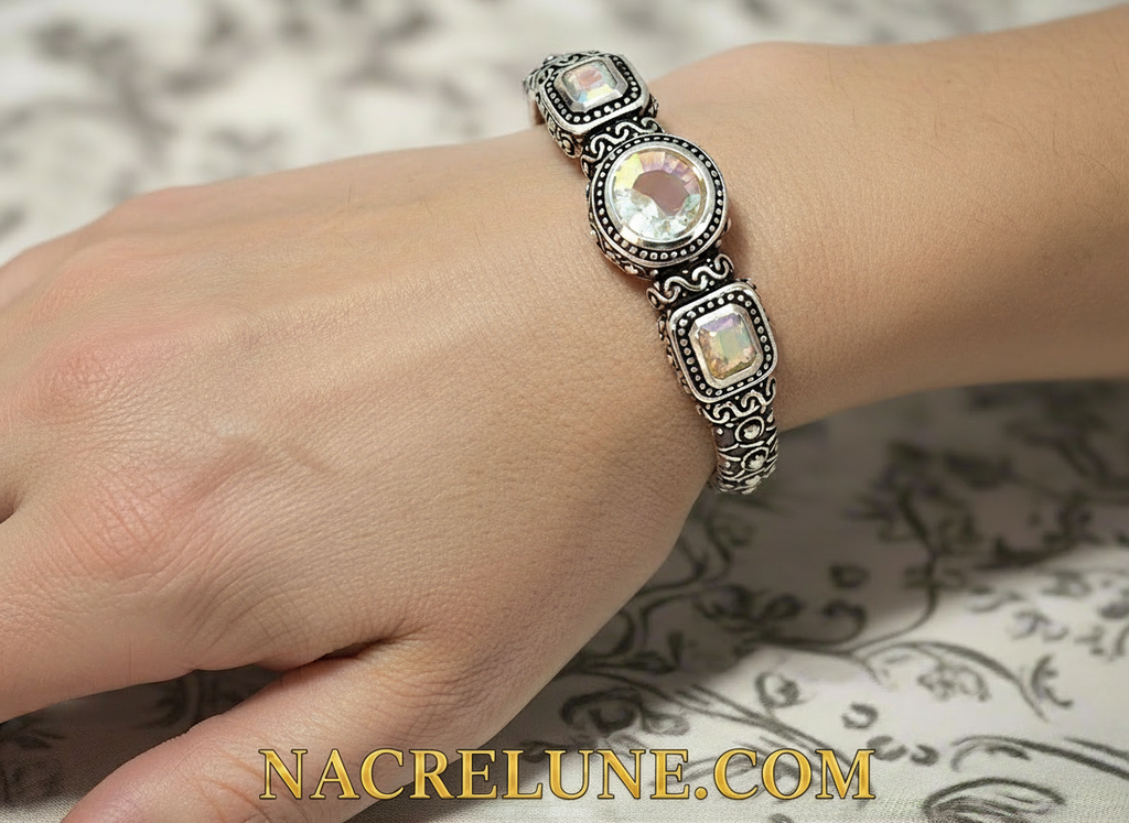 Bracelet en argent et topazes traitées "mystique arc en ciel" nacrelune.com bracelet