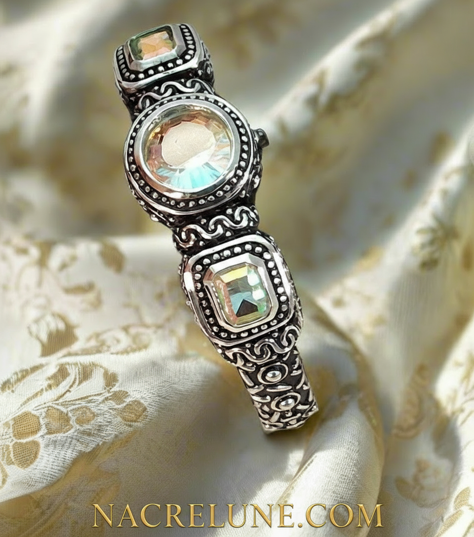 Bracelet en argent et topazes traitées "mystique arc en ciel" nacrelune.com bracelet