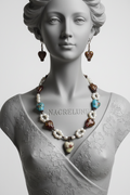 Parure Perles de Culture & Coeurs Verre Venitien Decore - Romantisme & Elegance | NACRELUNE NACRELUNE parure