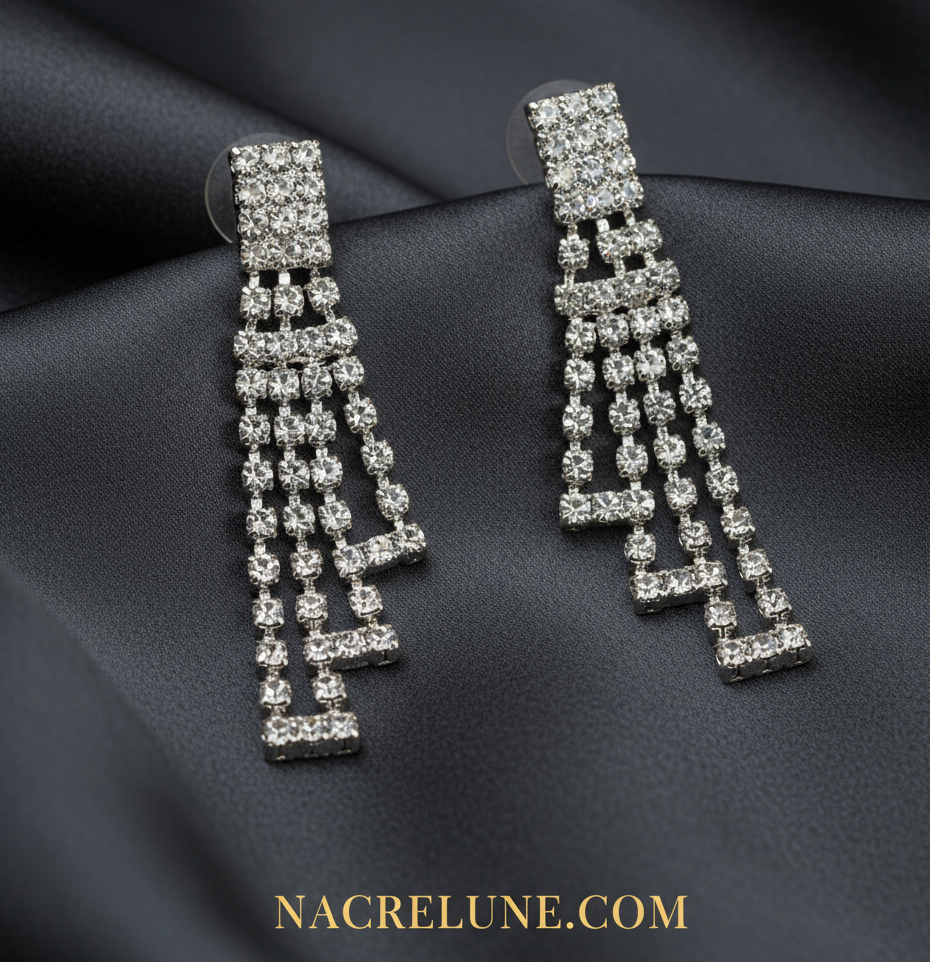 longues boucles d'oreille en strass NACRELUNE boucles d'oreille