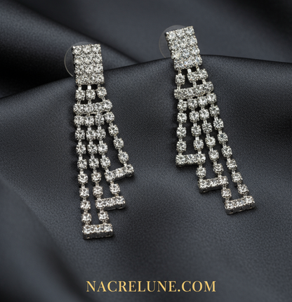 longues boucles d'oreille en strass NACRELUNE boucles d'oreille