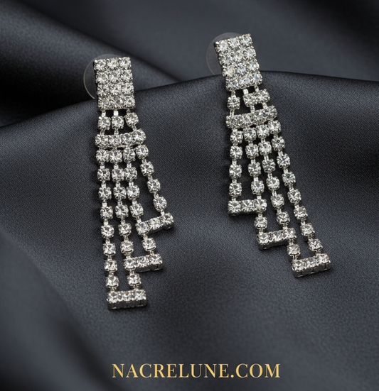 longues boucles d'oreille en strass NACRELUNE boucles d'oreille