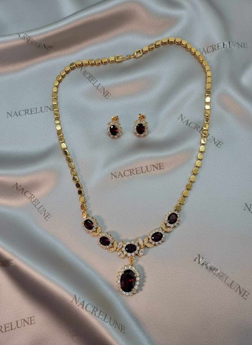 parure en zirconia imitation rubis NACRELUNE parure