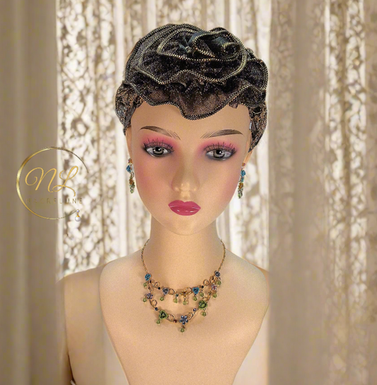 Parure en strass colorés avec petites roses