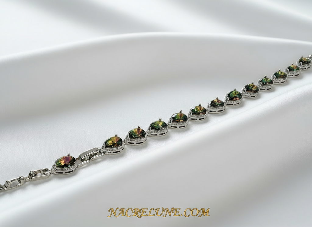 Bracelet en argent avec topazes taillées traitées mystique nacrelune.com bracelet
