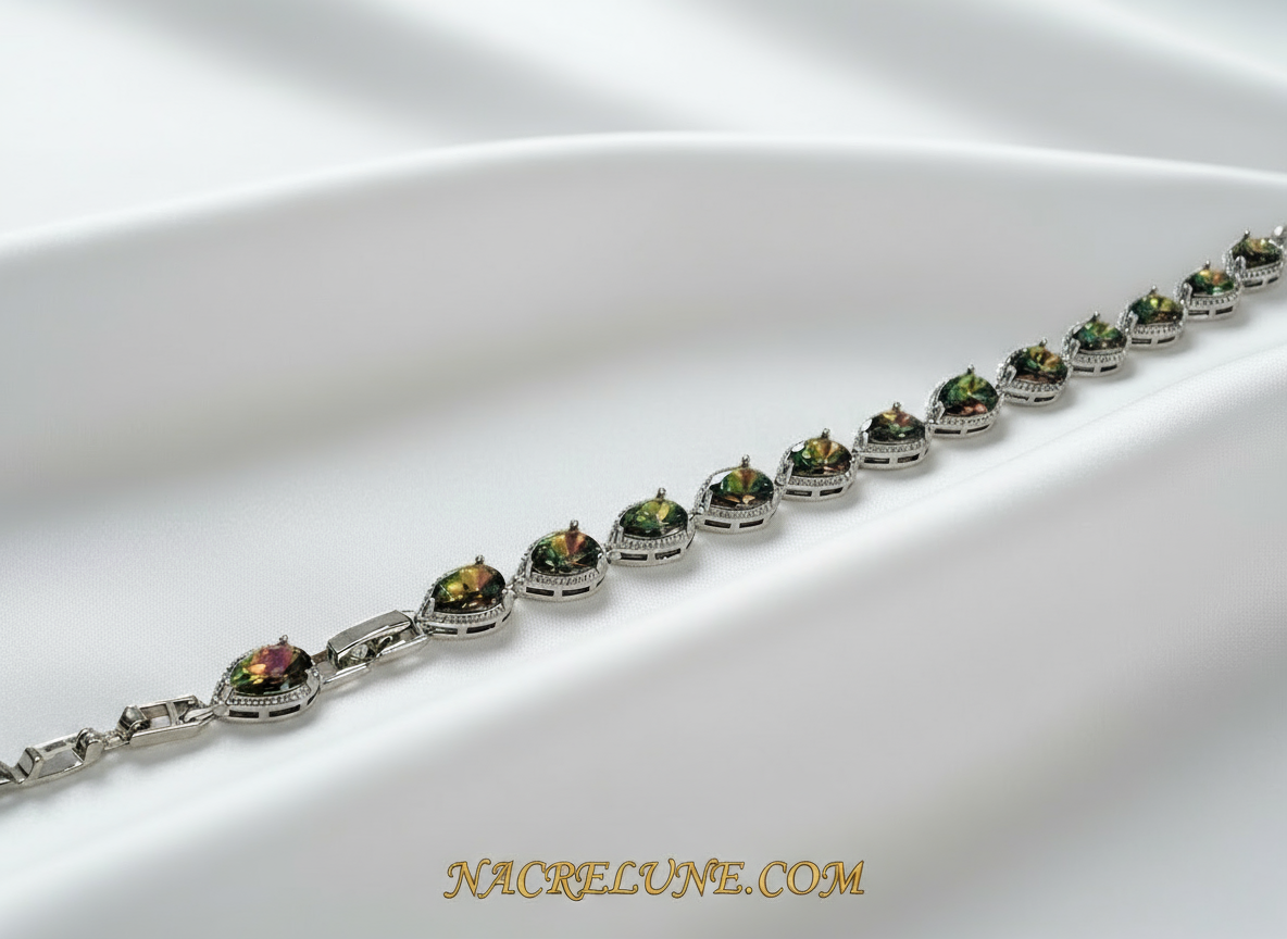 Bracelet en argent avec topazes taillées traitées mystique nacrelune.com bracelet