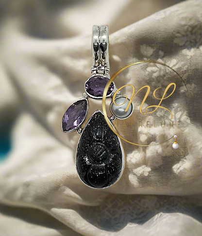 Pendentif en argent 925 avec pierres taillées serties