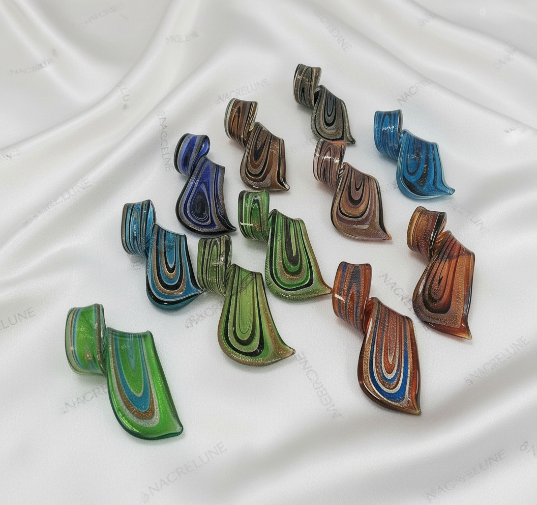 Grand pendentif en verre multicolore NACRELUNE pendentif