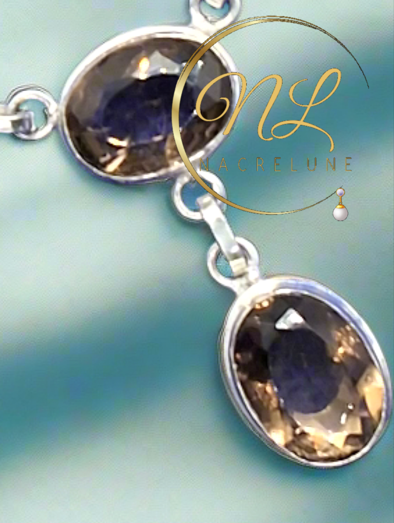 Collier en argent avec des quartz fumés taillés