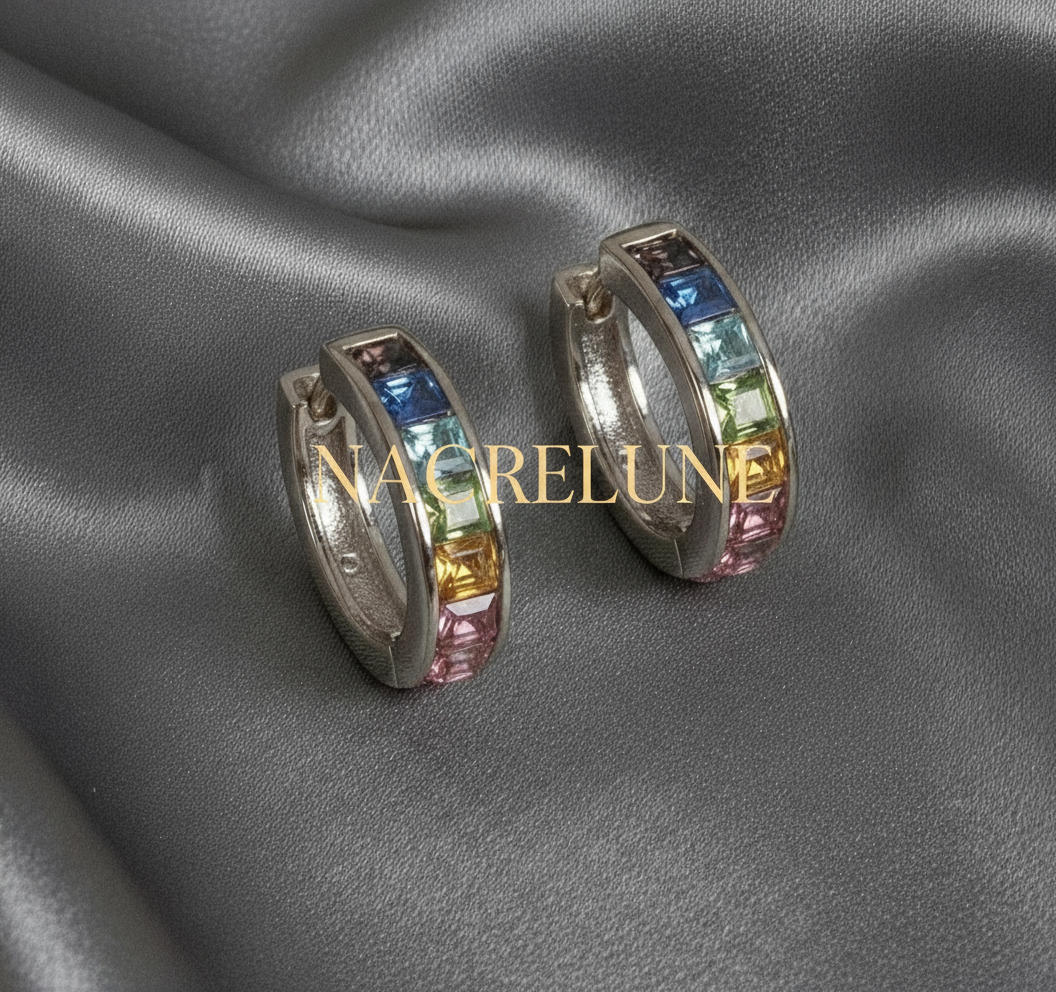 Boucles d’oreille en strass multicolores nacrelune.com boucles d'oreille