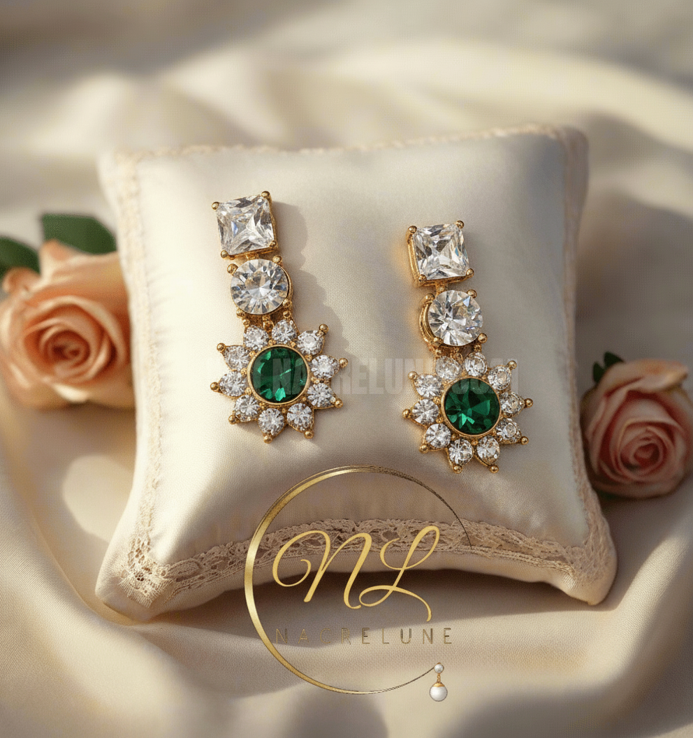 Boucles d’oreille imitation émeraudes NACRELUNE boucles d'oreille