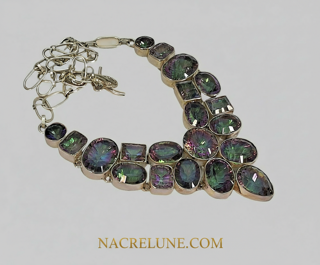 Collier en argent 925 et topazes traitées mystique nacrelune.com collier