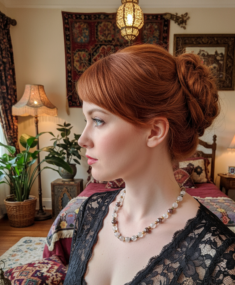 collier perles de culture multicolores et quartz blancs NACRELUNE collier