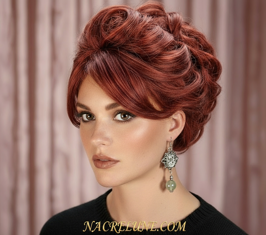 Boucles d'oreille en fluorite naturelle avec camée NACRELUNE boucles d'oreille