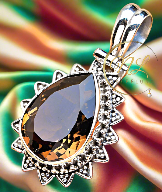 Pendentif en argent avec quartz fumé