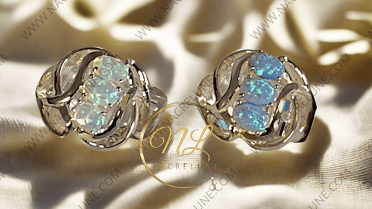 Bague en argent 925 avec opale de feu bleue