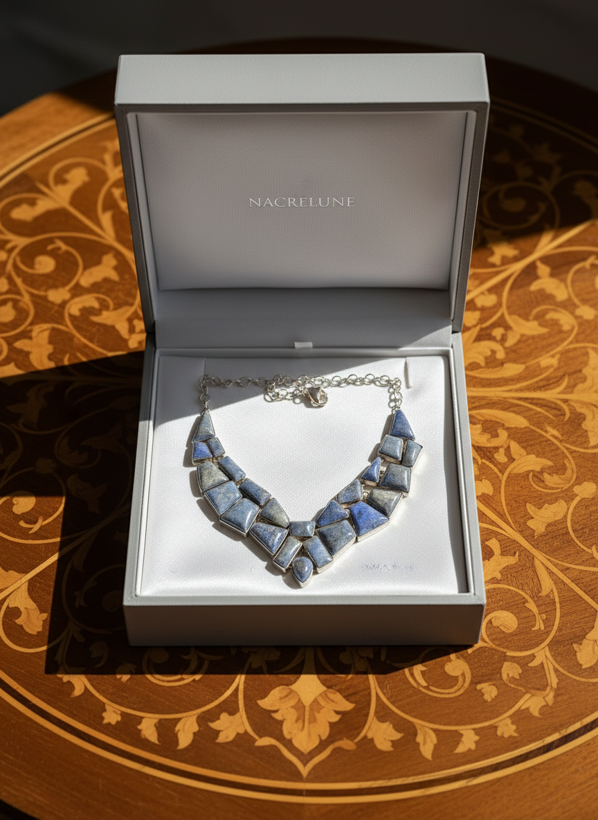 Collier en argent 925 et lapis lazuli nacrelune.com collier