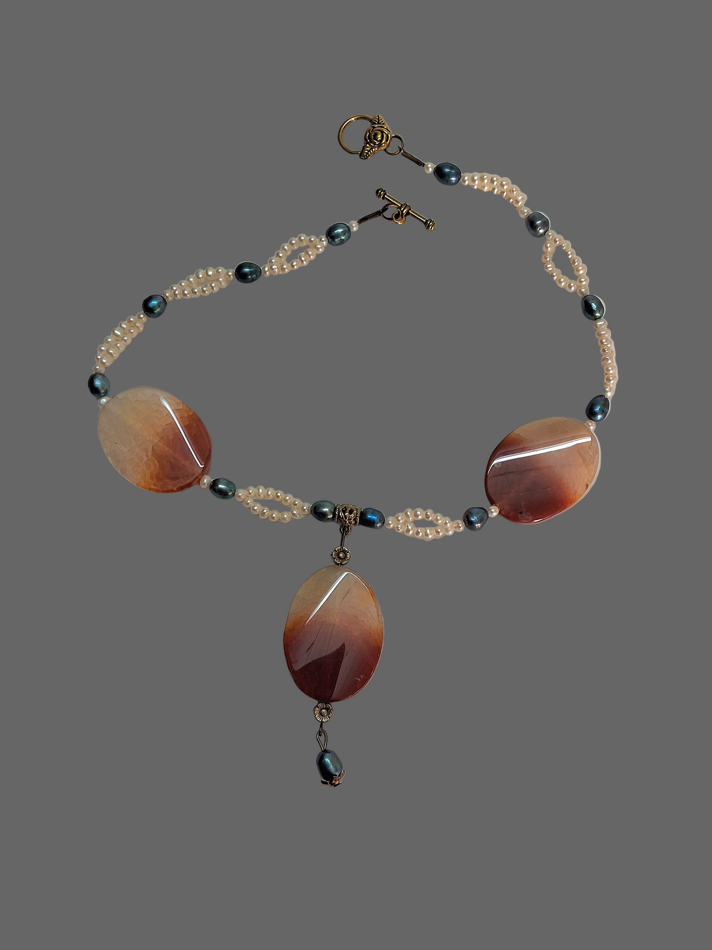 🎃Collier agates et perles de culture NACRELUNE collier