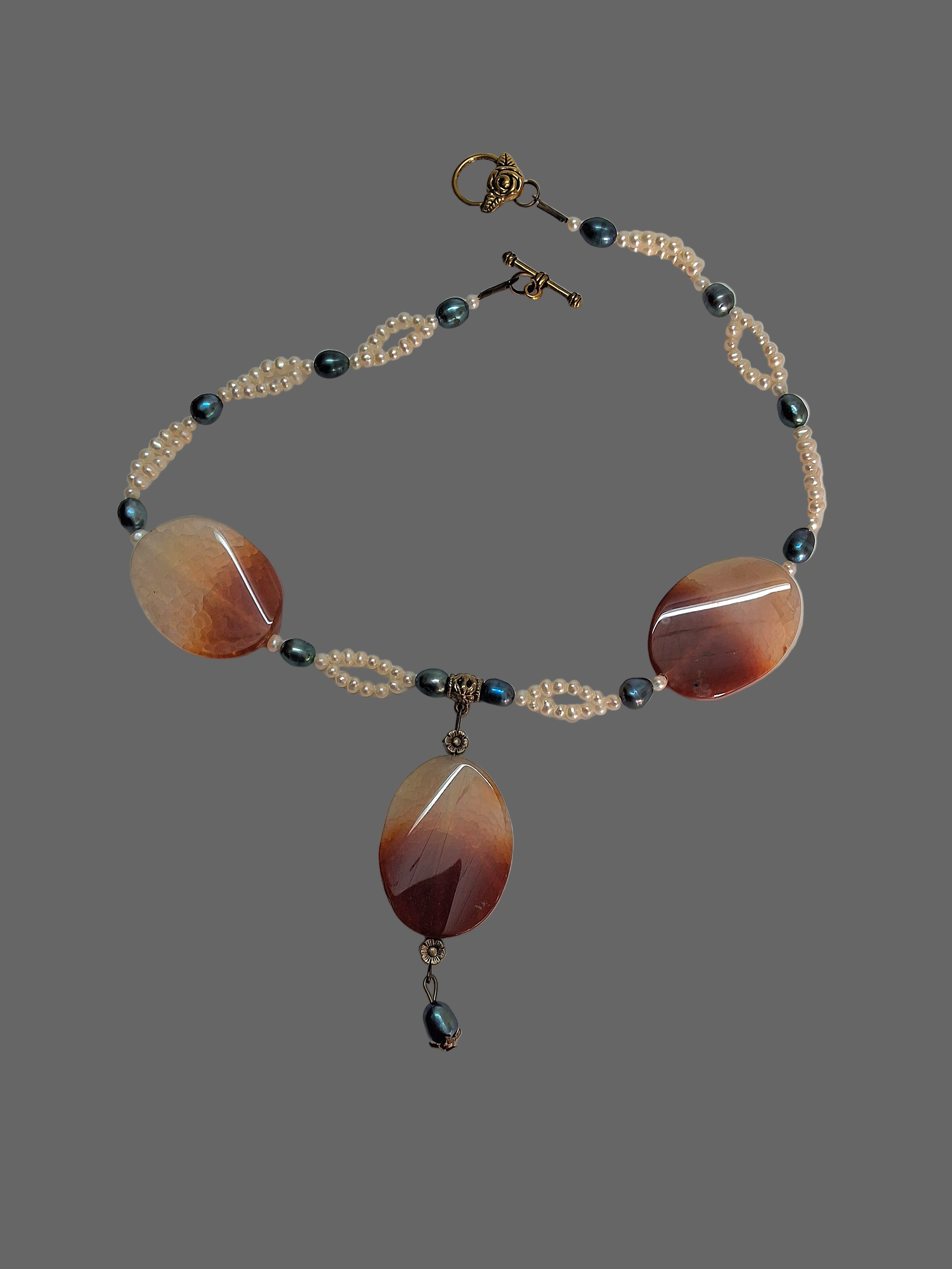 Collier agates et perles de culture nacrelune.com collier