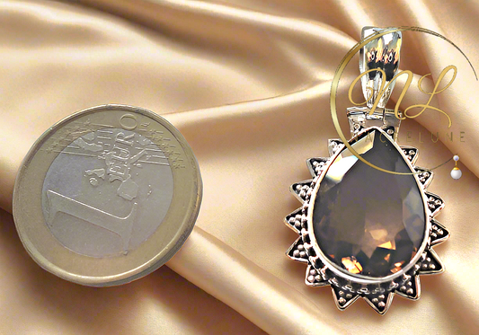 Pendentif en argent avec quartz fumé