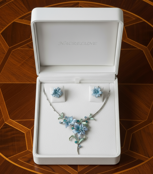 Parure en émail aux grandes fleurs : choisissez votre couleur NACRELUNE parure