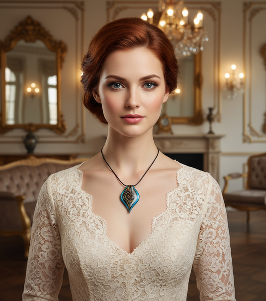 Pendentif en verre artistique en forme de feuille NACRELUNE pendentif