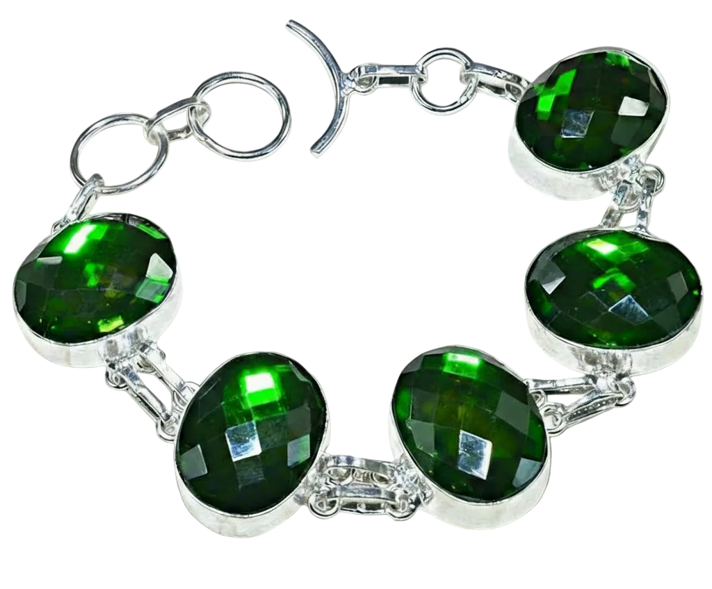 Bracelet Argent & Quartz Verts Taillés | Grosses Pierres Naturelles – Nacrelune nacrelune.com bracelet