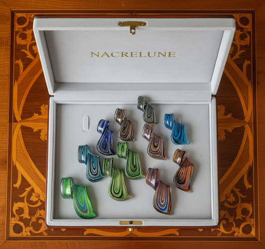 Grand pendentif en verre multicolore NACRELUNE pendentif