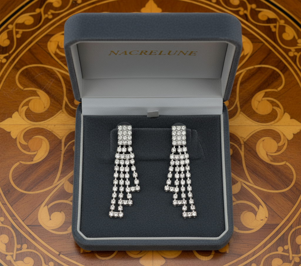 longues boucles d'oreille en strass en dégradé nacrelune.com boucles d'oreille